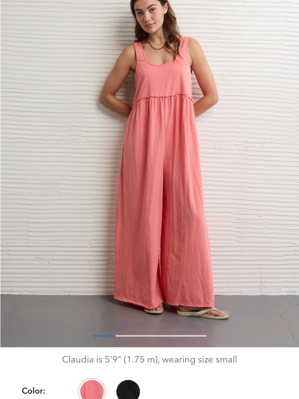 Women's Coral Wide-Leg Jumpsuit worn once